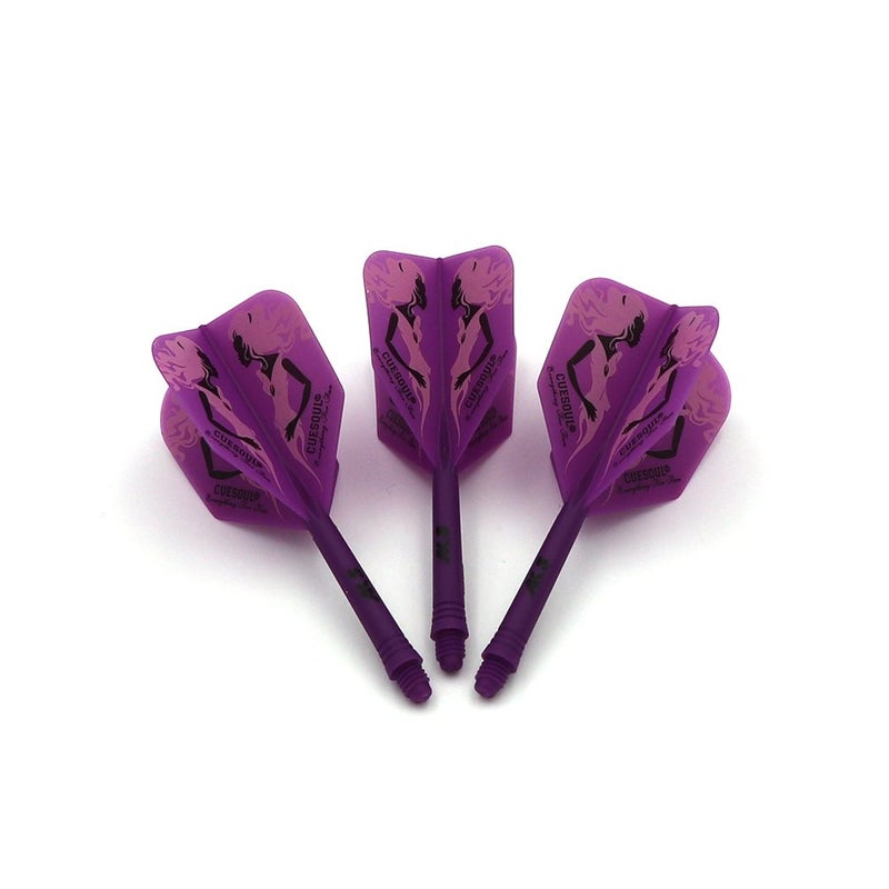 CUESOUL Integrated Dart Shaft and Flights Purple with Pattern Design - Image 1